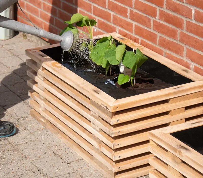 Carré potager surélevé mobile pour serre en bois naturel